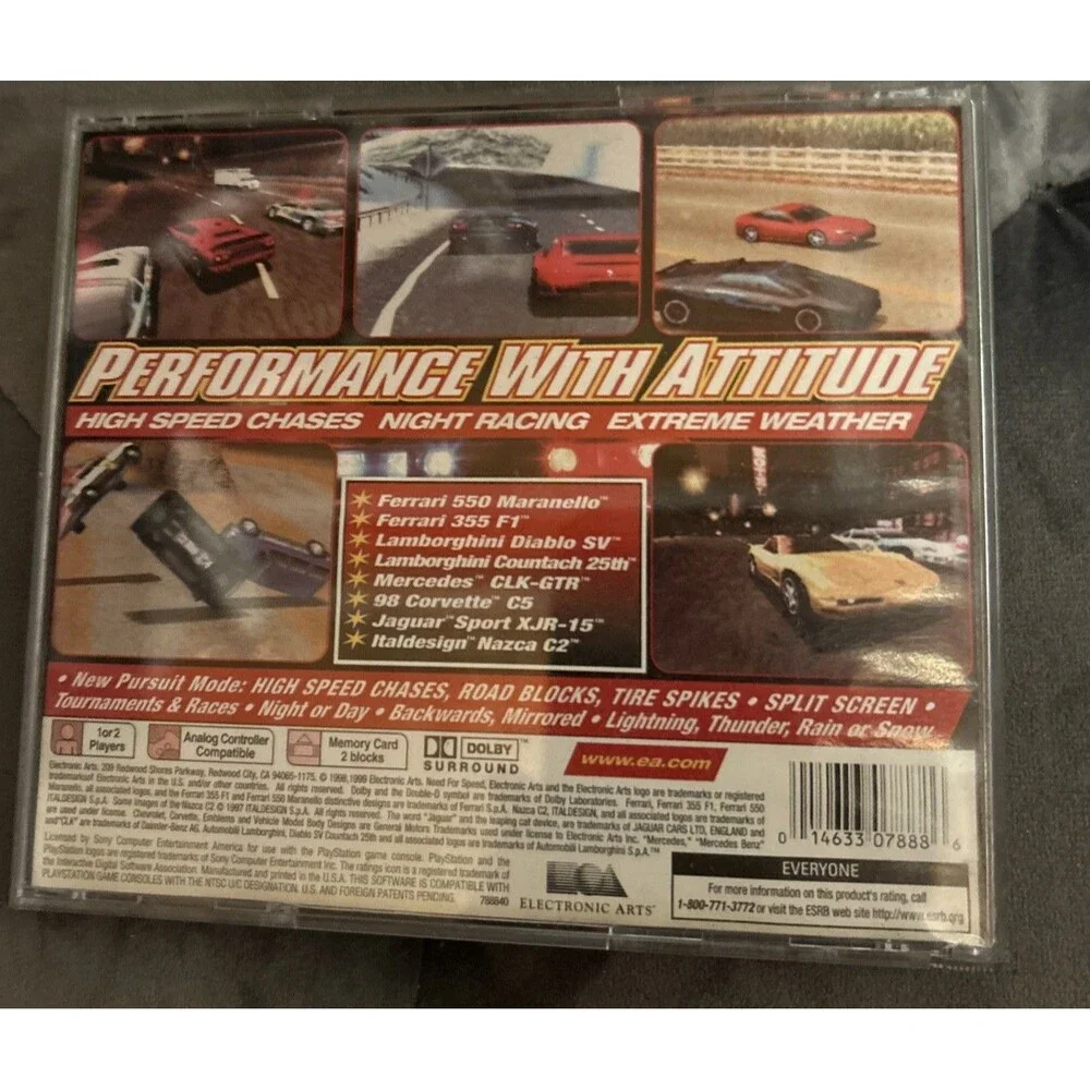 Need for Speed III: Hot Pursuit (Sony PlayStation, 1998, PS1) Electronic Arts